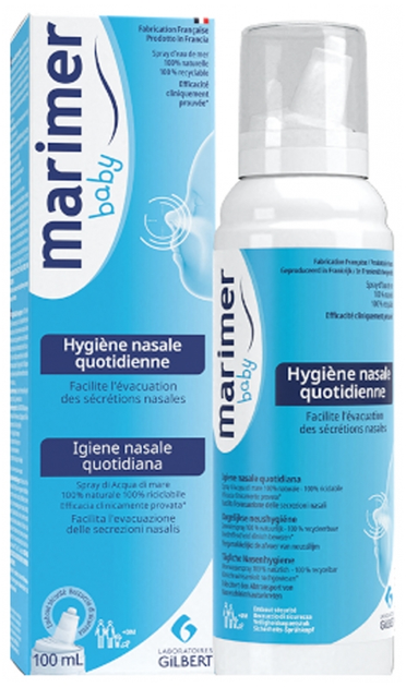 Назальний спрей швидкої дії Marimer Baby Eau de Mer Spray Hygiene Nasale 100 ml - зображення 1