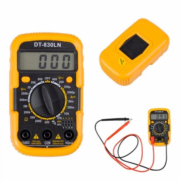 Мультиметр цифровий DT830LN (1*6F22, ЖК 48х11, тест діодів, тест транзисторів, зумер, прозвонка) - изображение 2