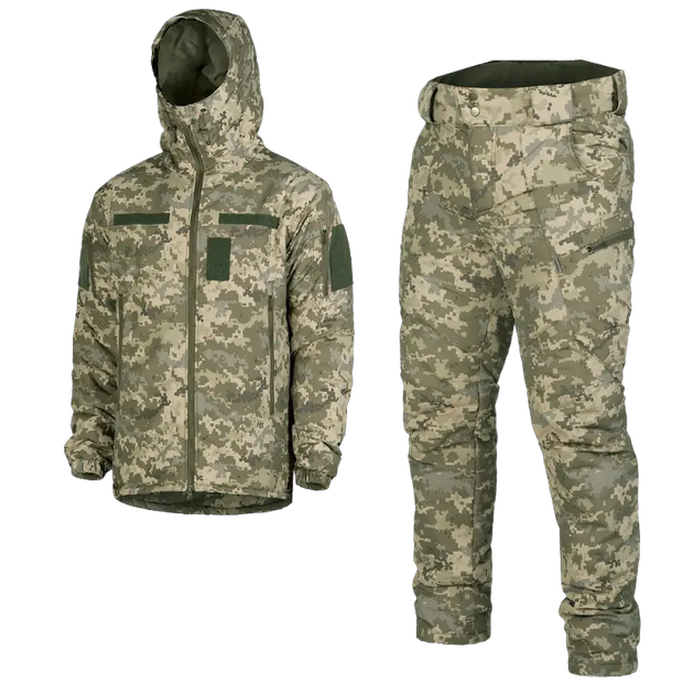 Зимовий чоловічий костюм Cyclone NordStorm MM14 6619 куртка з капюшоном і утеплені штани Піксель M Kali AI408 водонепроникний з липучками для шевронів - зображення 1