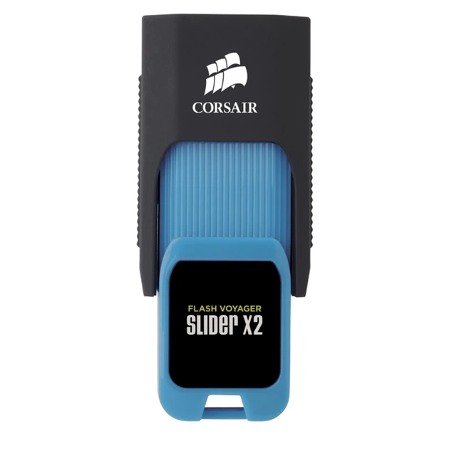Флеш-накопитель USB3.0 128GB Corsair Flash Voyager Slider X2 Capless Design R200/W90MB/s Blue (CMFSL3X2A-128GB) - изображение 3