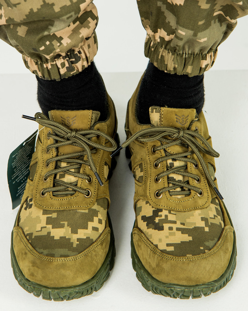 Кросівки чоловічі Армос нубук з тканинними вставками піксель, підошва енерджі42, Оливковий - зображення 1