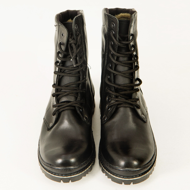Берцы зимние кожаные черные, натуральный мех, подошва антистат, ботинки мужские 45 - изображение 2