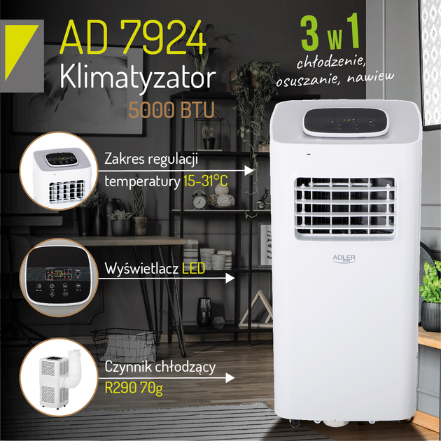 Кондиціонер мобільний Adler AD 7924 - зображення 7