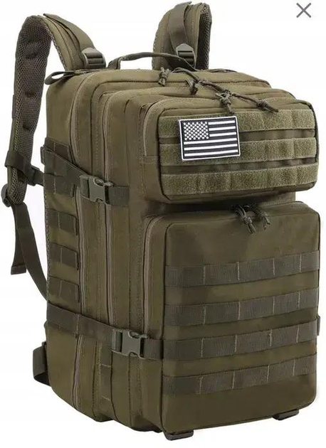 Рюкзак сумка на плечи с системой MOLLE удобное и надежное снаряжение для активного отдыха и ежедневного использования Оливковый 45 л - изображение 1