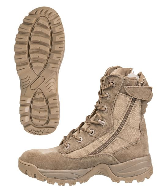 Ботинки 44 размер Койот MIL-TEC TACTICAL BOOT TWO-ZIP 44р. COYOTE (12822205-11-44) M-T надежная и стильная обувь для профессионалов активного образа жизни - изображение 1