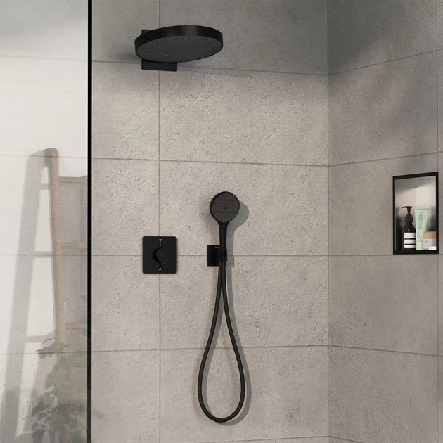 Зовнішня частина змішувача без прихованої частини HANSGROHE ShowerSelect Comfort Q чорний латунь 155x155мм 15583670 - зображення 5