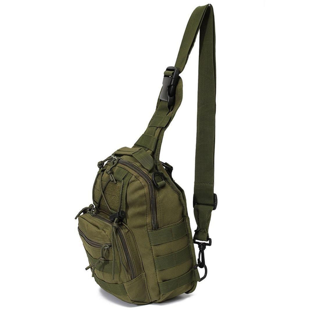 Тактична чоловіча сумка армійська борсетка однолямкова колір хакі , олива. - зображення 2