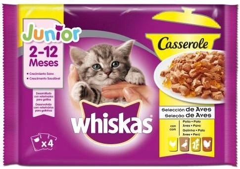  Вологий корм для котів Whiskas Junior зі смаком птиці 4 x 85 г (5900951273155) - зображення 1