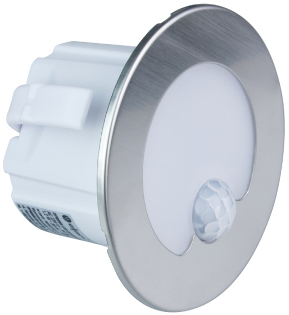 Oprawa schodowa LED DPM z czujnikiem ruchu okrągła matowa srebrna (YCB178S-PIR) (5906881206690) - obraz 1