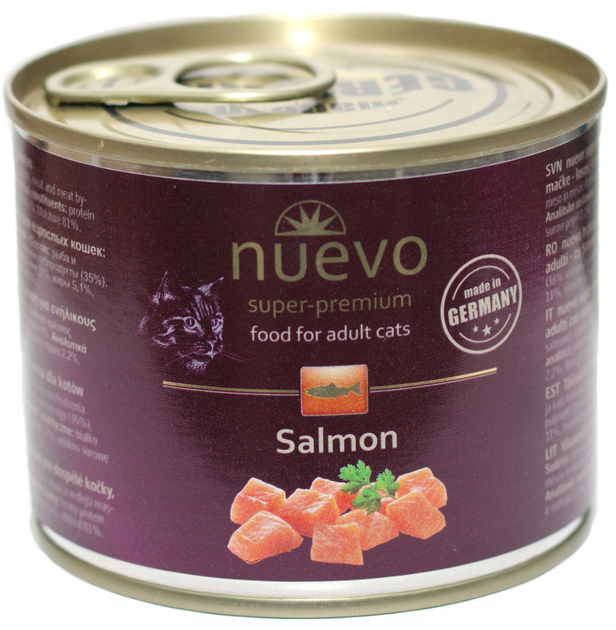 Вологий корм для котів Nuevo Adult Salmon з лососем 200 г (4250231595134) - зображення 1