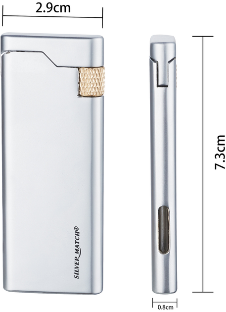 Зажигалка супер тонкая кремниевая газовая Silver Match METAL FLINT RIGA ...