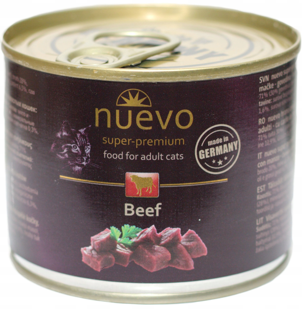 Вологий корм для котів Nuevo Beef Adult з яловичиною 200 г (4250231595196) - зображення 1