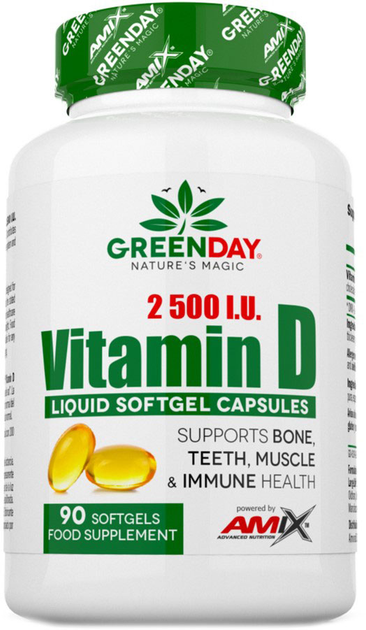 Софт гель Amix GreenDay Vitamin D3 2500I.U. 90 софт гель (8594060006109 ...
