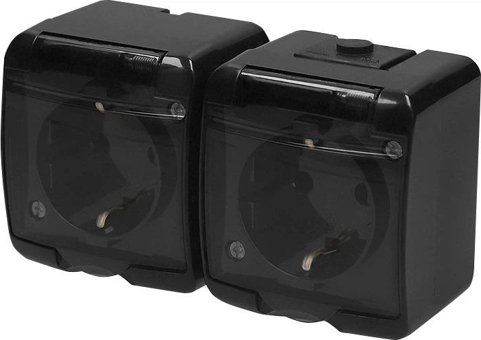 Розетка ETI RHE-2sd-BL 2-на з з/к Schuko IP54 Черная (4668091) - Фото 1 Розетка ETI RHE-2sd-BL 2-на з з/к Schuko IP54 Черная (4668091) - изображение 1