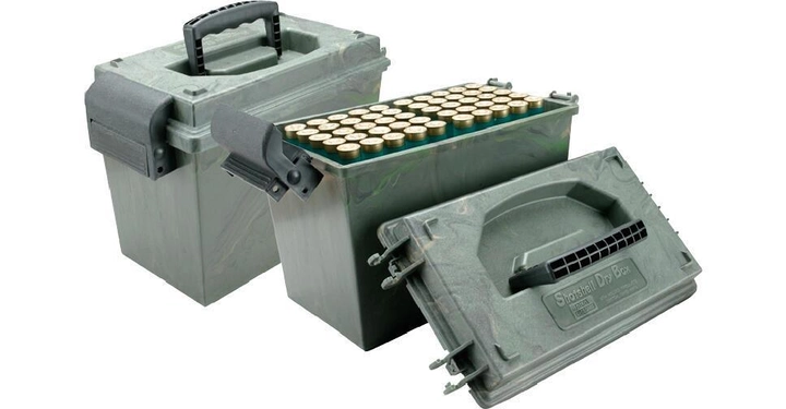 Коробка MTM Shotshell Dry Box на 100 патронов кал. 20/76. Цвет – камуфляж - изображение 1