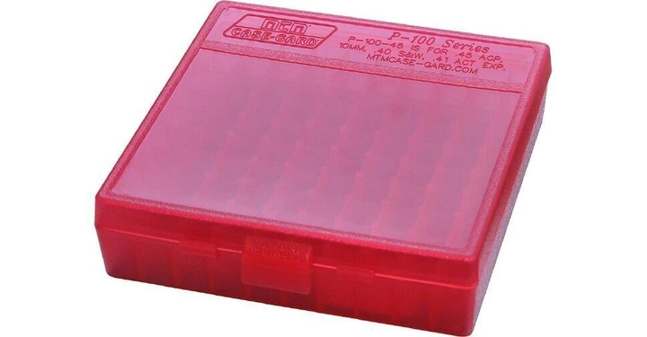 Коробка для набоїв MTM кал. 45 ACP; 10мм Auto; 40 S&W. Кількість – 100 шт. Колір червоний - зображення 1