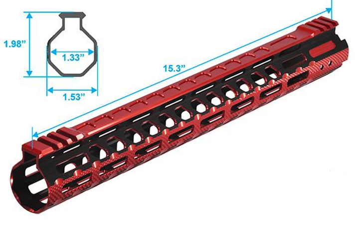 Цівка Leapers UTG PRO Ultra Slim15" для AR15 M-LOK Чорний/Червоний - зображення 2