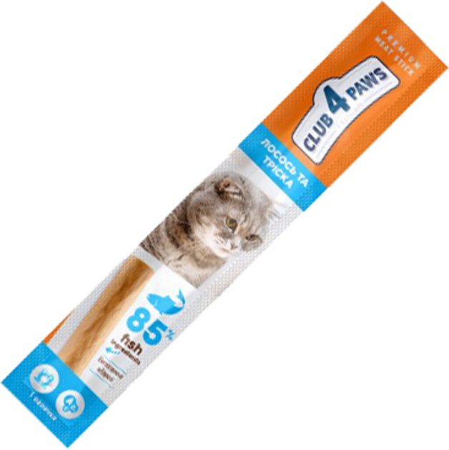 Упаковка лакомств для кошек Club 4 Paws Premium мясная палочка c лососем и треской 0.005 кг x 50 шт (4820215366212) - изображение 2