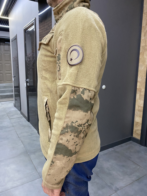 Армейская Кофта флисовая WOLFTRAP, теплая, размер XL, Койот, Камуфляжные вставки на рукава, плечи, карманы - изображение 2