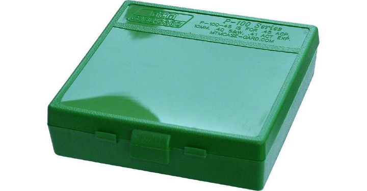 Коробка для патронов MTM кал. 45 ACP; 10мм Auto; 40 S&W. Количество - 100 шт. Цвет - зеленый - изображение 1