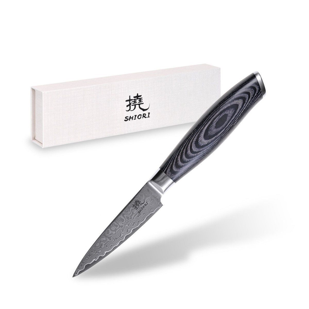 Кухонний ніж для чищення Shiori Kuro Shoto з дамаської сталі (Shiori ID: 189) - зображення 2