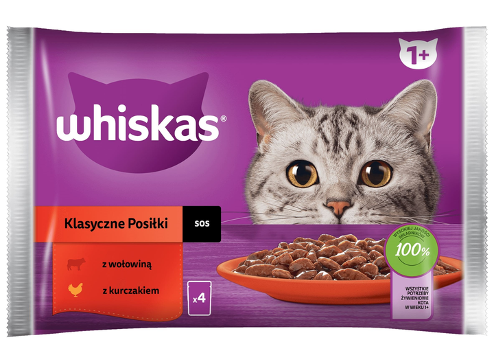 Mokra karma dla kotów Whiskas Klasyczne Posiłki 4 x 85 g (4770608263621) - obraz 1