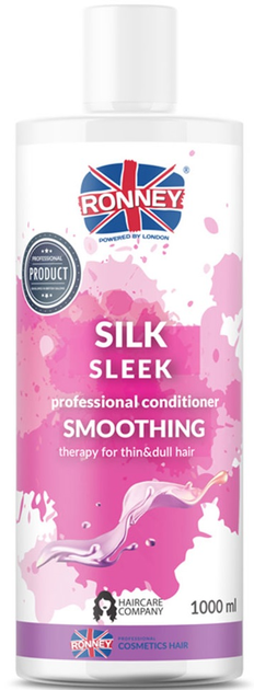 Кондиціонер Ronney Silk Sleek Professional Conditioner Smoothing для тонкого і тьмяного волосся розгладжуючий 1000 мл (5060589155084) - зображення 1