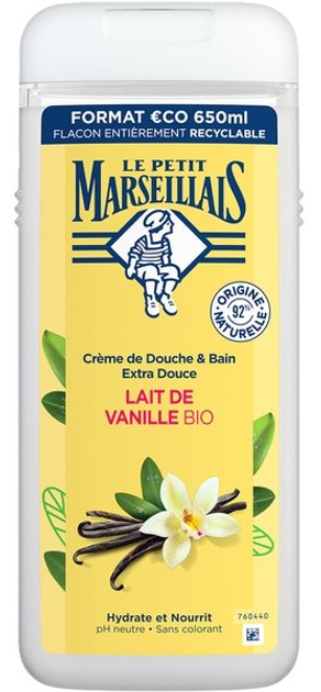 Żel pod prysznic Le Petit Marseillais Extra Soft Vanilla Milk 650 ml (3574661700557) - obraz 1