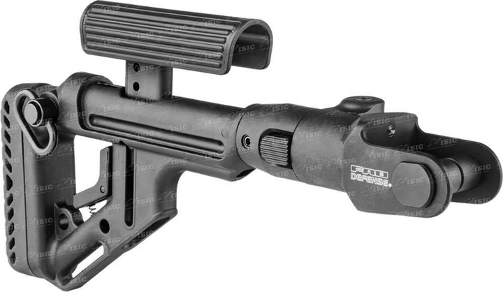Приклад FAB Defense UAS-AKMS для Сайги складаний вліво з регульованою щокою. Колір - чорний - зображення 2