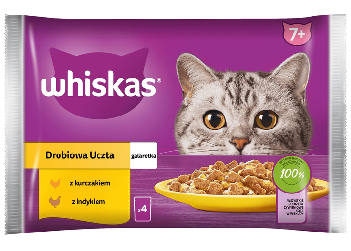 Mokra karma dla kotów Whiskas Senior Drobiowa Uczta w galaretce 4 x 85 g (8410136025778) - obraz 1