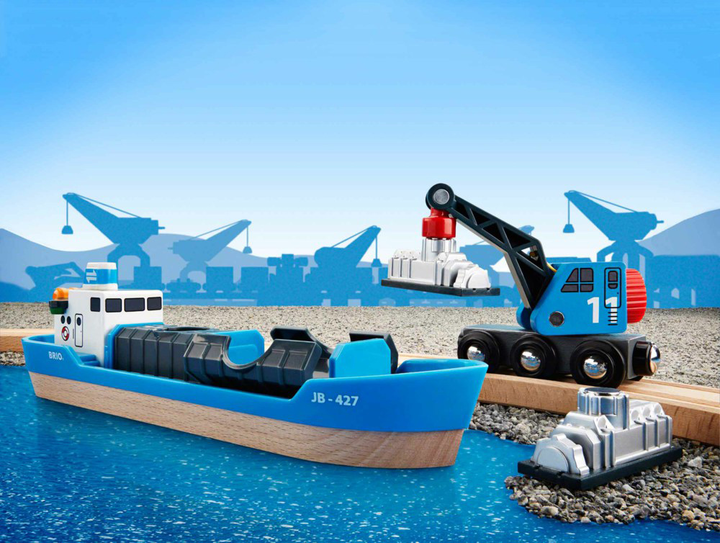 Набір транспортних засобів Brio Container Ship & Crane Wagon (7312350335347) - зображення 2