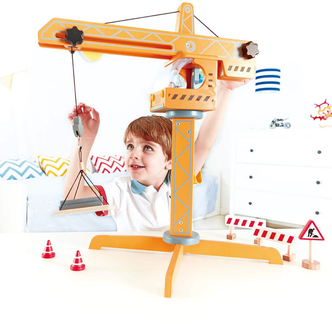 Żuraw podnoszący Hape Crane Lift z akcesoriami (6943478011977) - obraz 4