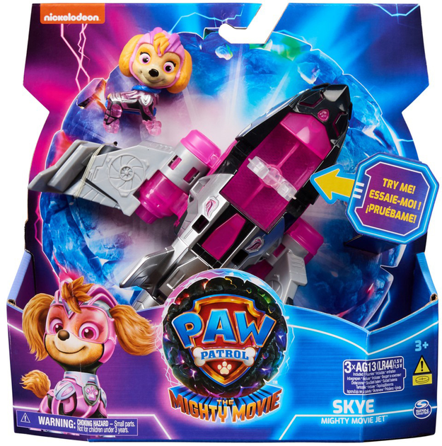 Samochód Spin Master Paw Patrol Movie 2 Skye Mighty Movie Jet z figurką (0778988486450) - obraz 1