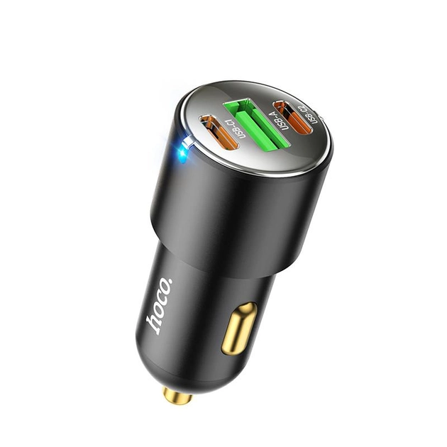 Автомобільний зарядний пристрій 45W швидка зарядка HOCO NZ6 PD45W 3-port(2C1A) car charger Black - Фото 1 Автомобільний зарядний пристрій 45W швидка зарядка HOCO NZ6 PD45W 3-port(2C1A) car charger Black - изображение 1