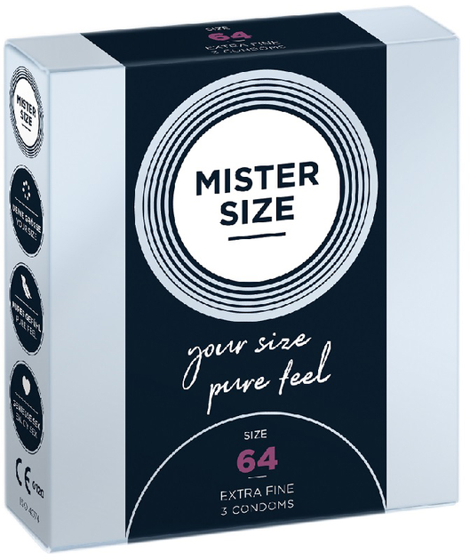Prezerwatywy Mister Size Condoms dopasowane do rozmiaru 64 mm 3 szt (4260605480164) - obraz 1