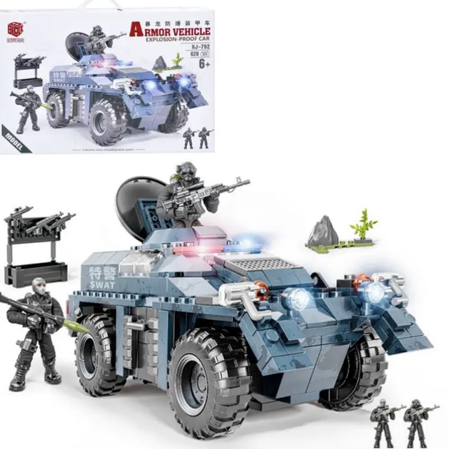 Конструктор Block XJ-792A "Бронированная военная машина 19см" ( 626 дет. ) - изображение 3