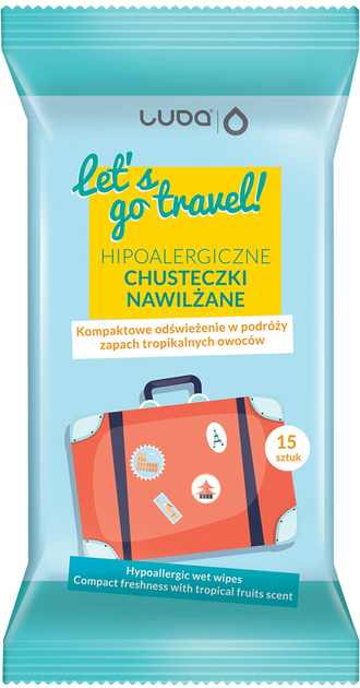 Chusteczki Luba Let's go travel hipoalergiczne odświeżające 15 szt (5905669367523) - obraz 1