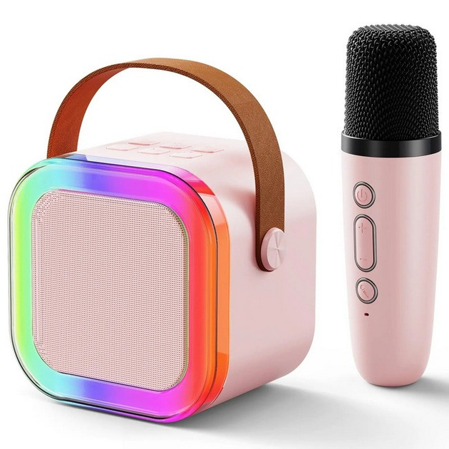 Портативная Bluetooth колонка с караокеи микрофоном K12 Pink ТР – фото ...