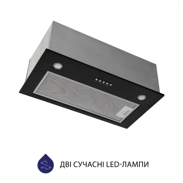 Чорна вбудована шафа витяжка для кухні Minola HBI 5327 BL 800 LED, шириною 52 см - зображення 3