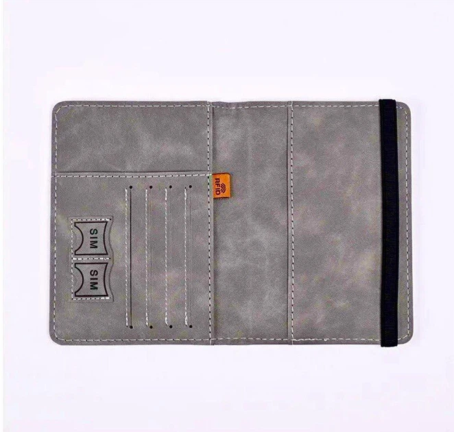 Обкладинка на паспорт з відсіками для кредиток грошей та SIM карт RFID захистом екошкіра колір сірий - Фото 2 Обкладинка на паспорт з відсіками для кредиток грошей та SIM карт RFID захистом екошкіра колір сірий - зображення 2