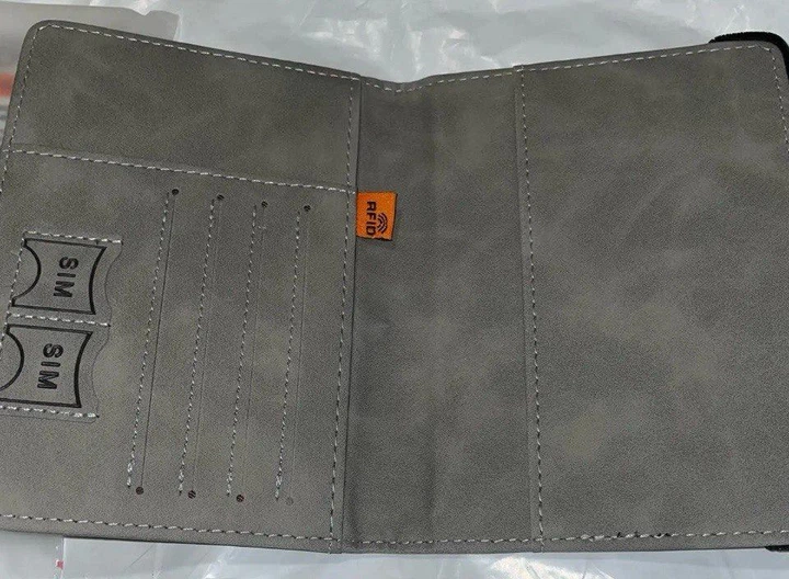Обкладинка на паспорт з відсіками для кредиток грошей та SIM карт RFID захистом екошкіра колір сірий - Фото 4 Обкладинка на паспорт з відсіками для кредиток грошей та SIM карт RFID захистом екошкіра колір сірий - зображення 4