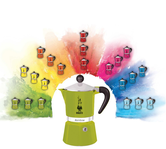 Kawiarka Bialetti Rainbow 3 tz Zielona + 3 filiżanki (8006363018500) - obraz 2