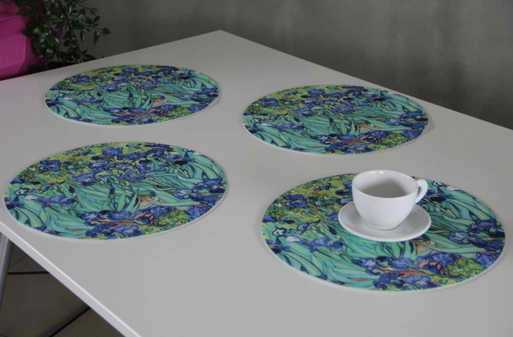 Набір круглих підкладок, 4D килимків, на стіл 33 х 33см 4шт, Irises (5905342645610) - изображение 3