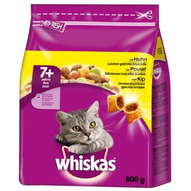 Sucha karma dla kotów Whiskas Senior z kurczakiem 800 g (5900951296550) - obraz 1