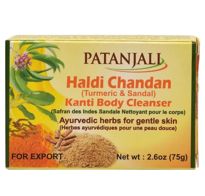 Мыло для тела Patanjali Канти Хальди Чандан с Сандалом и Куркумой, 75 г - Фото 1 Мыло для тела Patanjali Канти Хальди Чандан с Сандалом и Куркумой, 75 г - изображение 1