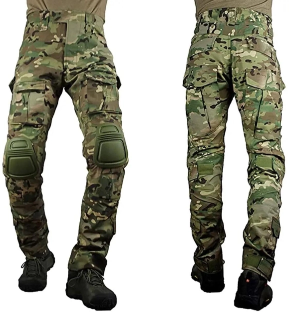 Тактические боевые военные штаны ВСУ мультикам с несколькими карманами, камуфляжные с наколенниками, Multicam р.8XL - изображение 2