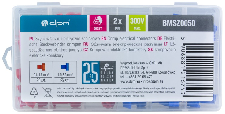 Szybkozłączka elektryczna DPM zaciski z kontaktem wtykowym 50 szt (BMSZ0050) (5906881216743) - obraz 6