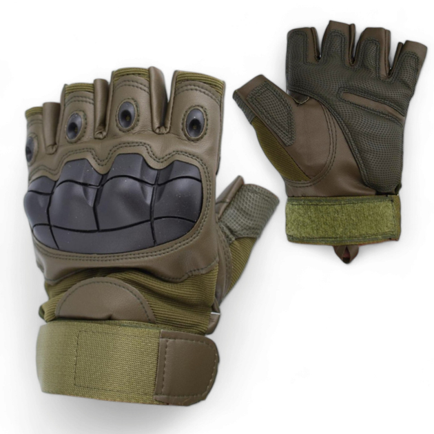 Перчатки тактические без пальцев термостойкие 9069_XL_Olive - изображение 1