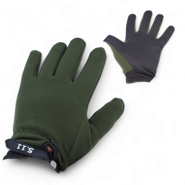 Тактичні рукавички з пальцями трикотажні хакі 9061_Khaki - зображення 1