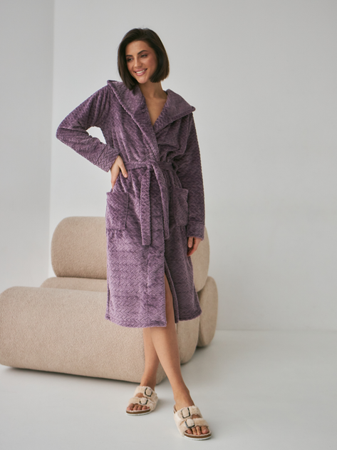 Халат женский теплый с капюшоном BARWA garments 0227/1 2XL Темно ...
